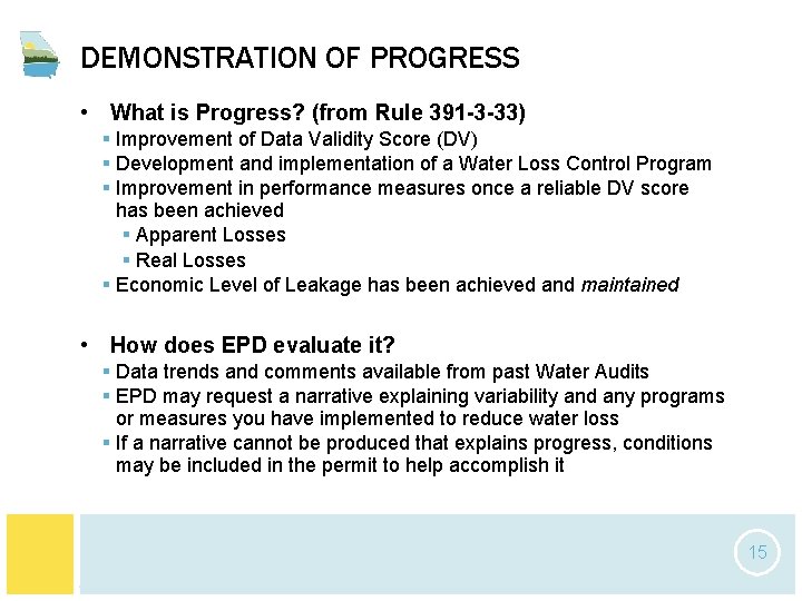 DEMONSTRATION OF PROGRESS • What is Progress? (from Rule 391 -3 -33) § Improvement DEMONSTRATION OF PROGRESS • What is Progress? (from Rule 391 -3 -33) § Improvement