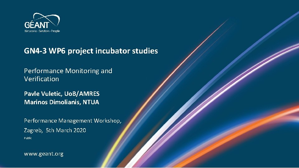 GN 4 -3 WP 6 project incubator studies Performance Monitoring and Verification Pavle Vuletic,