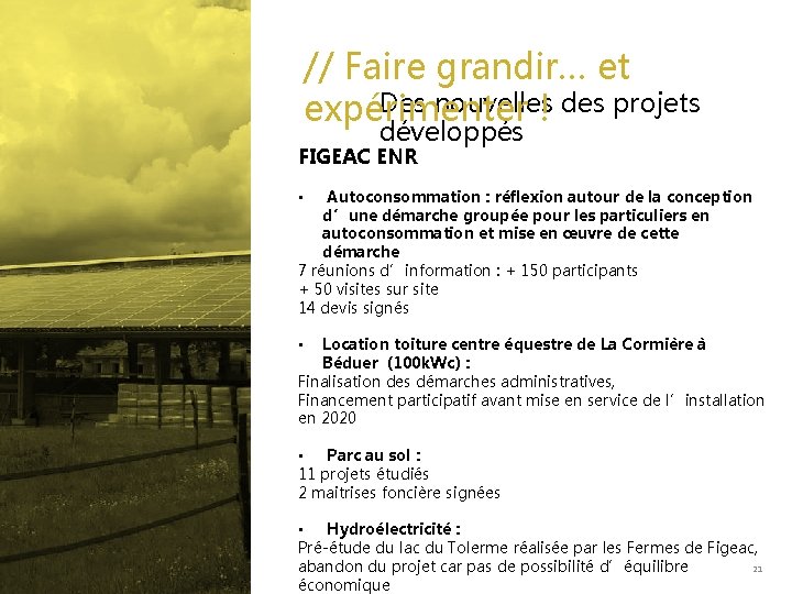 // Faire grandir… et Des nouvelles des projets expérimenter ! développés FIGEAC ENR Autoconsommation