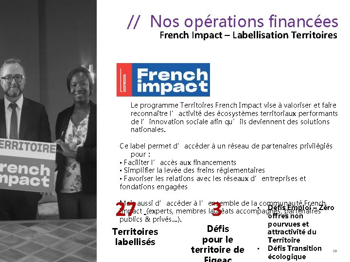 // Nos opérations financées French Impact – Labellisation Territoires Le programme Territoires French Impact