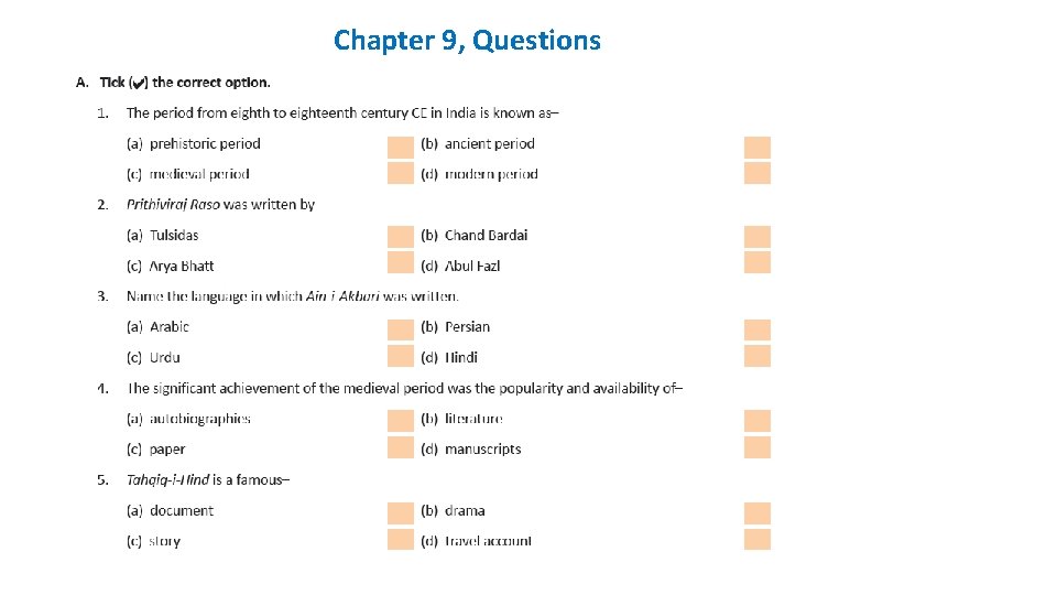 Chapter 9, Questions Chapter 9, Questions