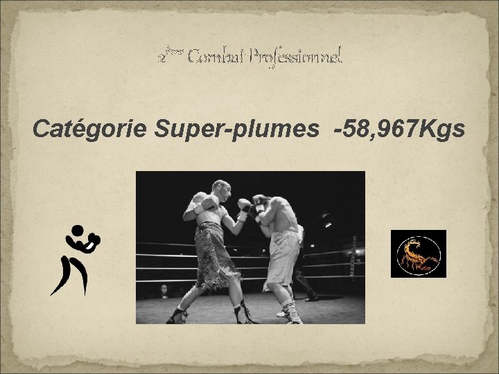 2ème Combat Professionnel Catégorie Super-plumes -58, 967 Kgs 