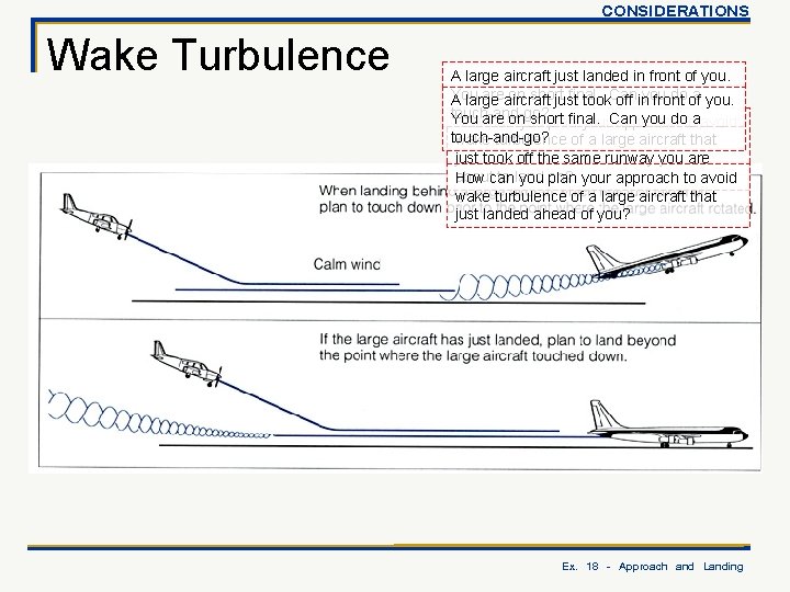 CONSIDERATIONS Wake Turbulence A large aircraft just landed in front of you. You areaircraft