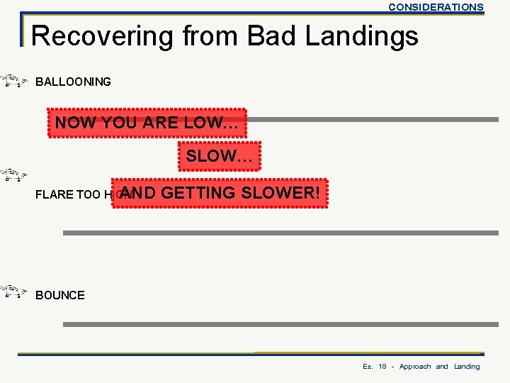 CONSIDERATIONS Recovering from Bad Landings BALLOONING NOW YOU ARE LOW… SLOW… FLARE TOO HIGH