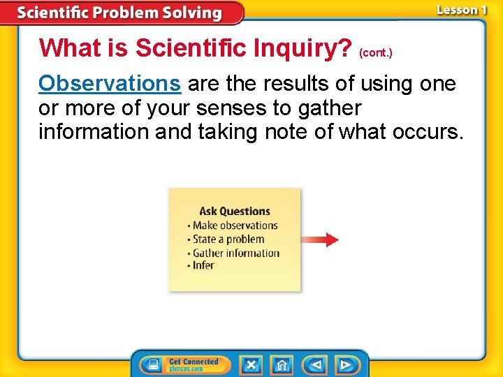 What is Scientific Inquiry? (cont. ) Observations are the results of using one or