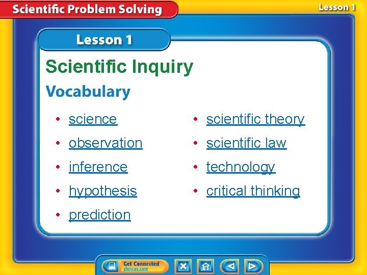 Scientific Inquiry • science • scientific theory • observation • scientific law • inference