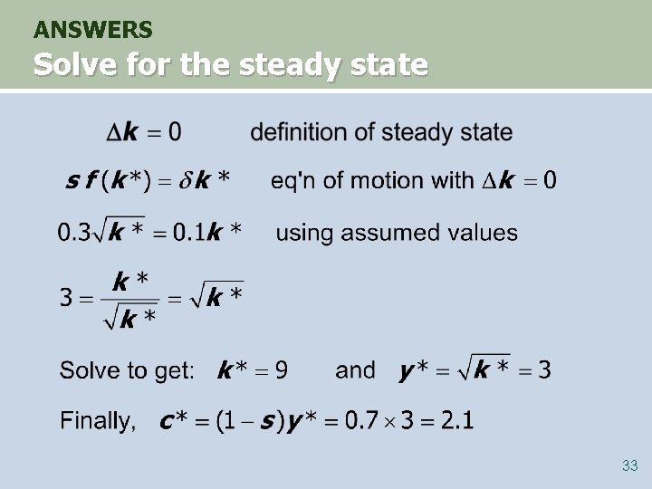 ANSWERS Solve for the steady state 33 