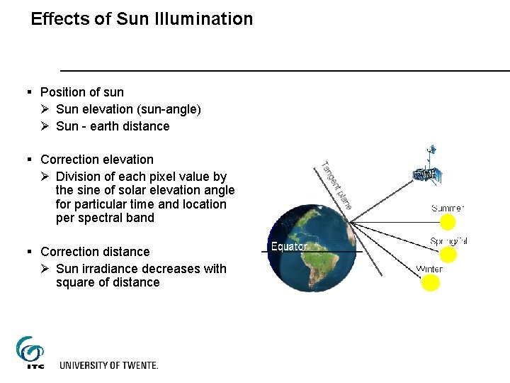 Effects of Sun Illumination § Position of sun Ø Sun elevation (sun-angle) Ø Sun