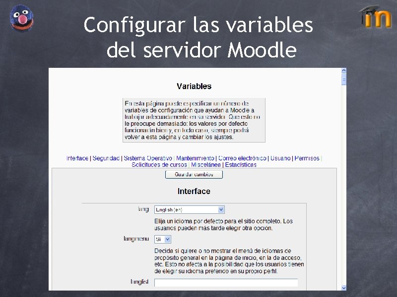 Configurar las variables del servidor Moodle 