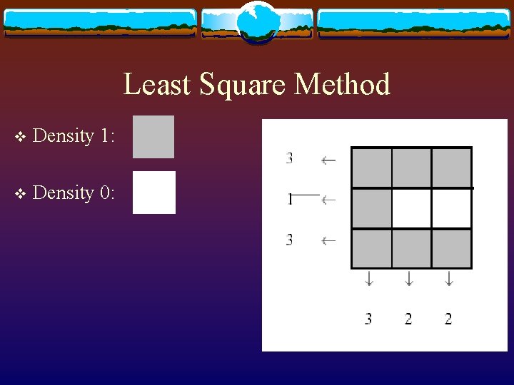 Least Square Method v Density 1: v Density 0: 