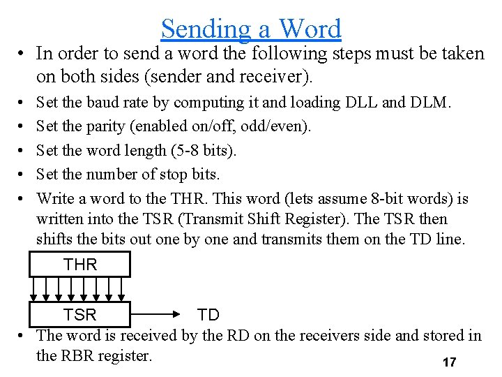 Sending a Word • In order to send a word the following steps must