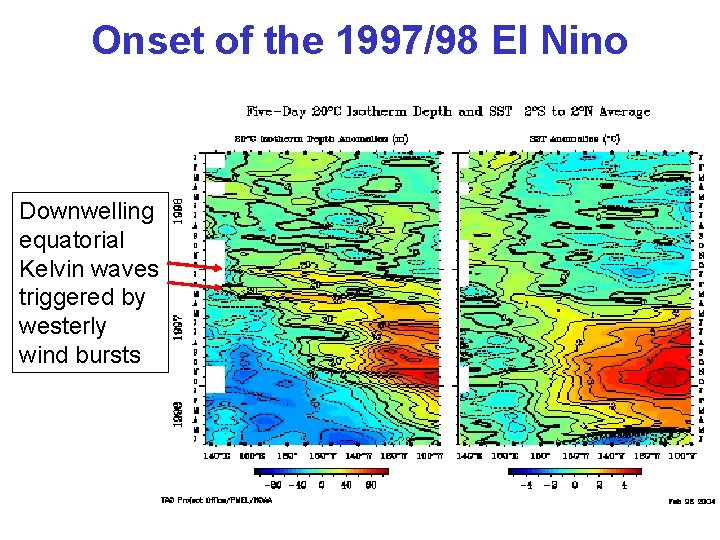 Onset of the 1997/98 El Nino Downwelling equatorial Kelvin waves triggered by westerly wind
