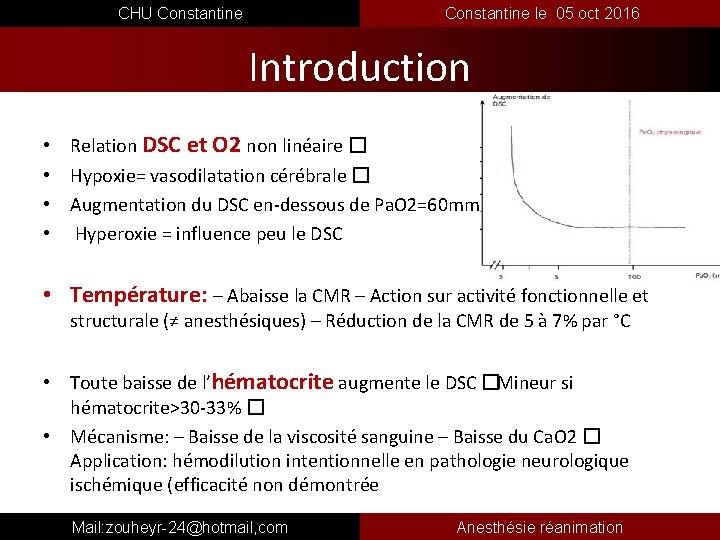  CHU Constantine le 05 oct 2016 Introduction • • Relation DSC et O