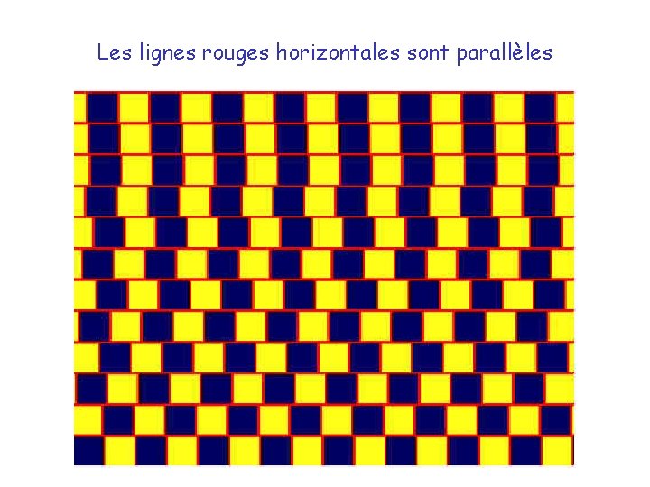 Les lignes rouges horizontales sont parallèles 