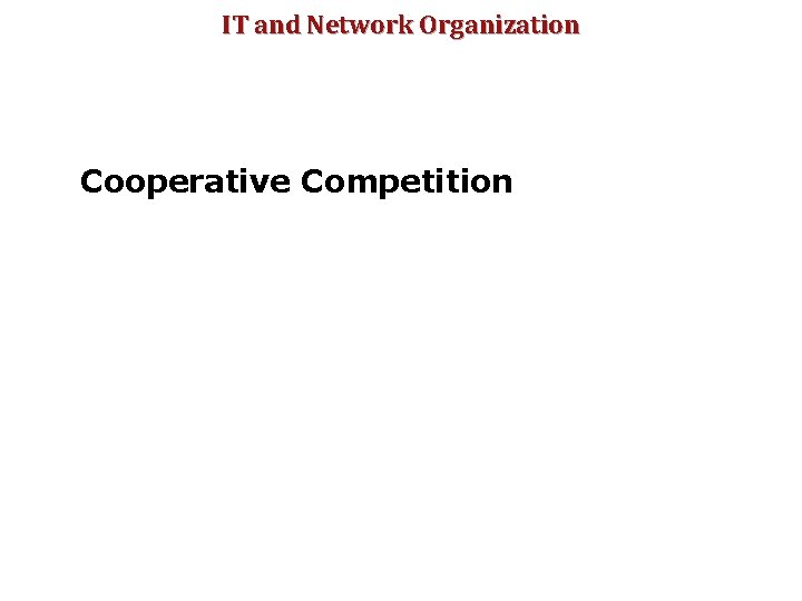 IT and Network Organization Cooperative Competition 