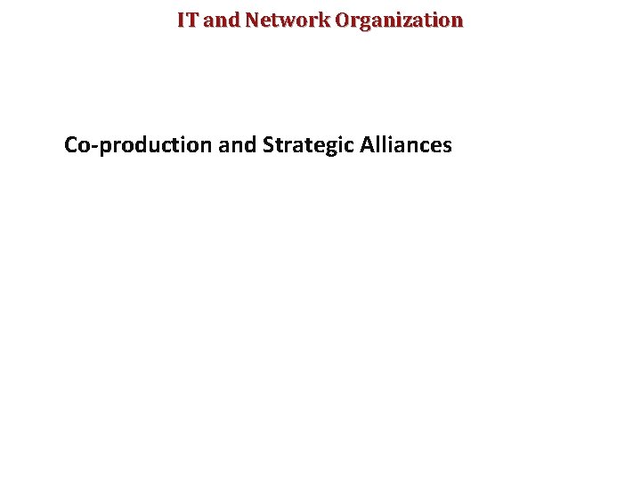 IT and Network Organization Co-production and Strategic Alliances 