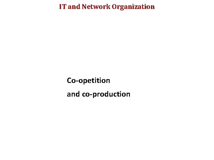 IT and Network Organization Co-opetition and co-production 