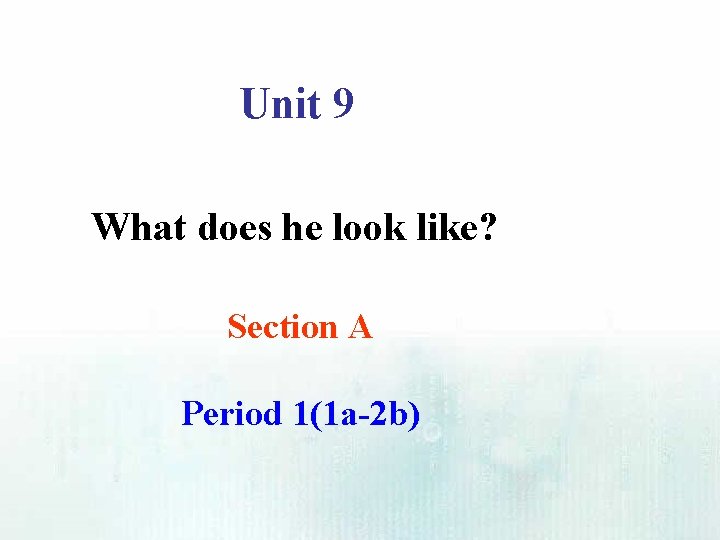 Unit 9 What does he look like? Section A Period 1(1 a-2 b) 