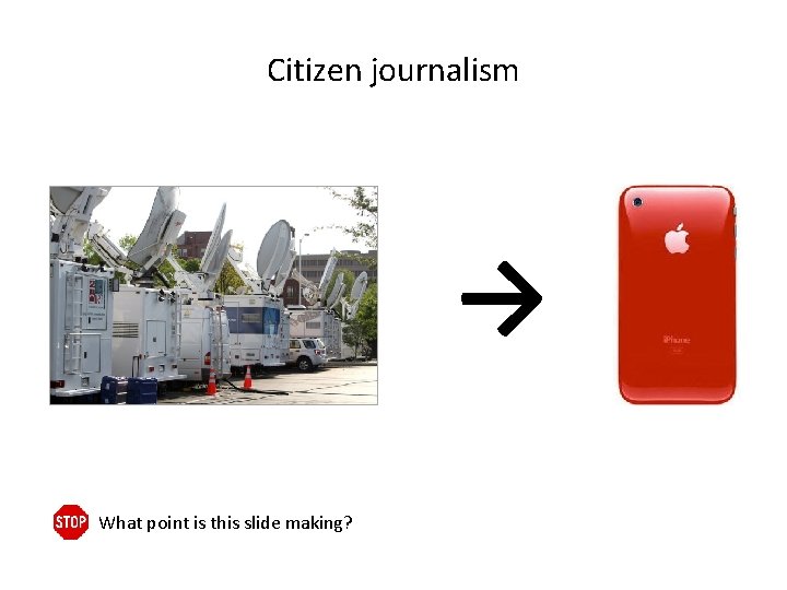Citizen journalism → What point is this slide making? 