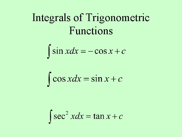 Integrals of Trigonometric Functions 