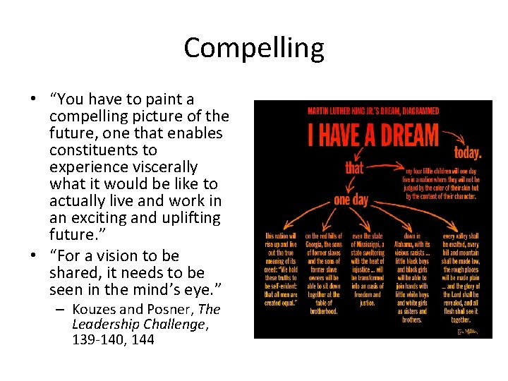 Compelling • “You have to paint a compelling picture of the future, one that