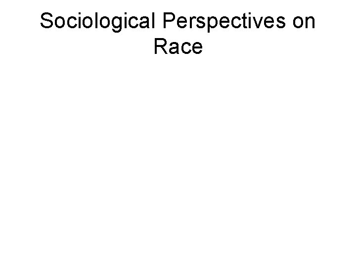 Sociological Perspectives on Race 