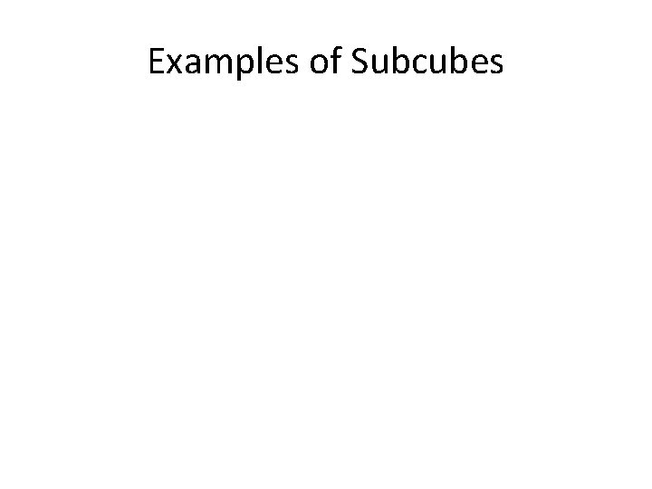 Examples of Subcubes 
