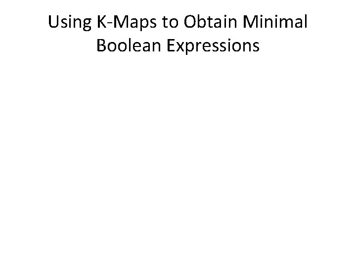 Using K-Maps to Obtain Minimal Boolean Expressions 