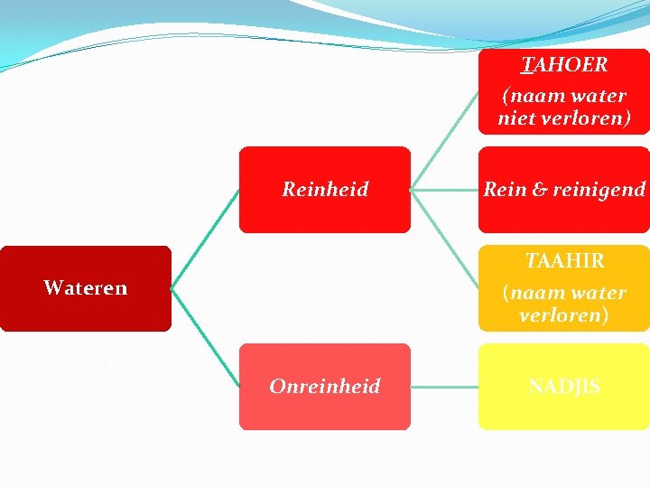 TAHOER (naam water niet verloren) Reinheid Rein & reinigend TAAHIR Wateren (naam water verloren)