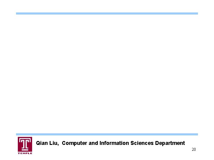 Qian Liu, Computer and Information Sciences Department 20 