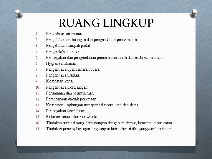 RUANG LINGKUP 1. 2. 3. 4. 5. 6. 7. 8. 9. 10. 11. 12.