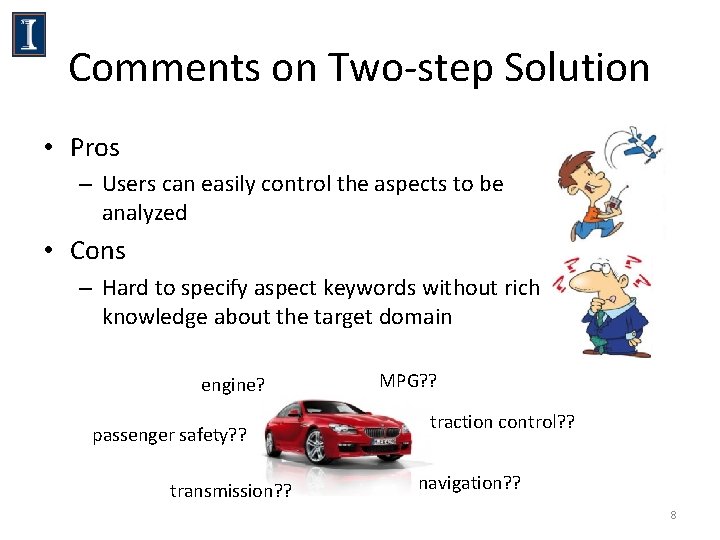 Comments on Two-step Solution • Pros – Users can easily control the aspects to Comments on Two-step Solution • Pros – Users can easily control the aspects to
