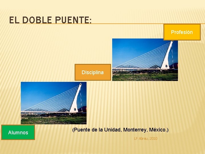 EL DOBLE PUENTE: Profesión Disciplina Alumnos (Puente de la Unidad, Monterrey, México. ) LF