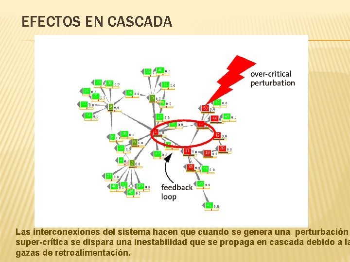 EFECTOS EN CASCADA Las interconexiones del sistema hacen que cuando se genera una perturbación