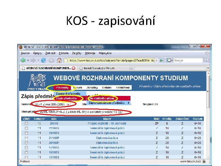 KOS - zapisování KOS - zapisování