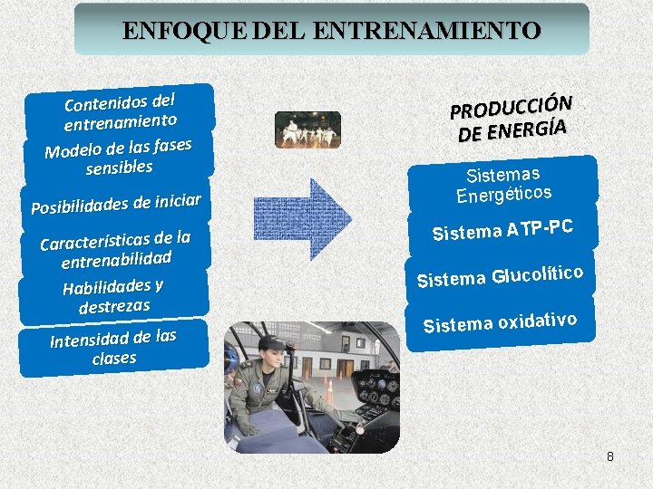 ENFOQUE DEL ENTRENAMIENTO Contenidos del entrenamiento Modelo de las fases sensibles r Posibilidades de