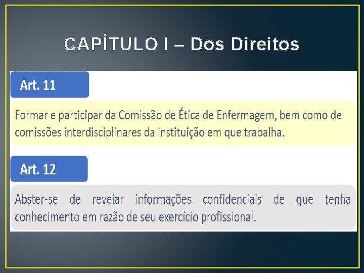 CAPÍTULO I – Dos Direitos CAPÍTULO I – Dos Direitos
