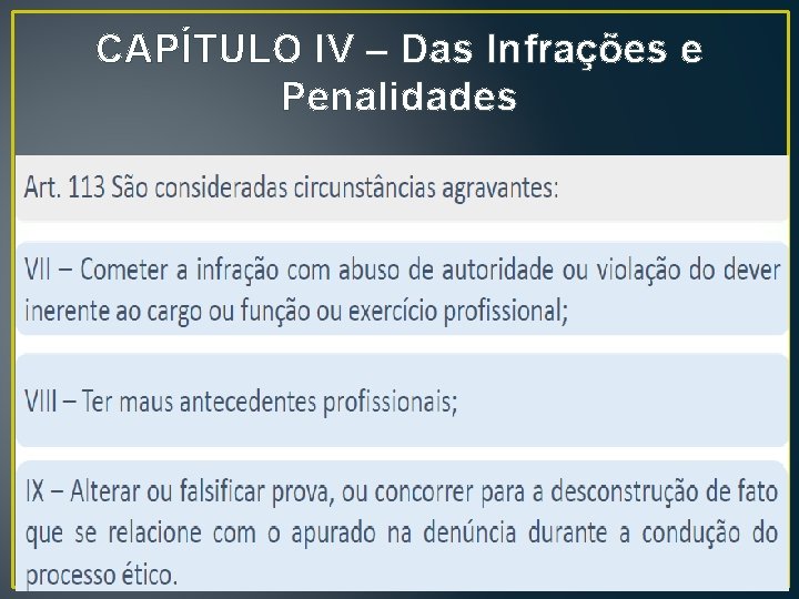 CAPÍTULO IV – Das Infrações e Penalidades CAPÍTULO IV – Das Infrações e Penalidades