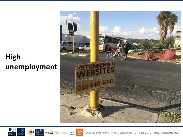 High unemployment Digital | Economy | Africa Conference 27 -28. 3. 2019 @Geonet. Project