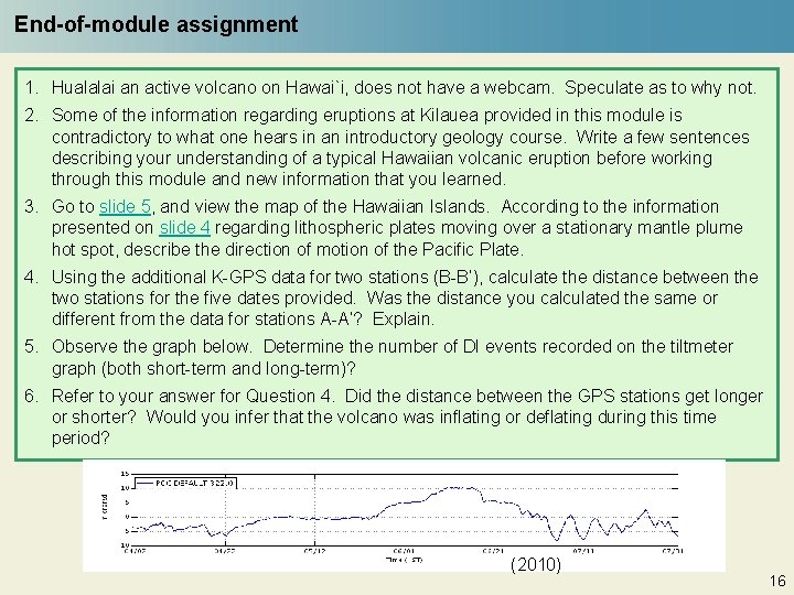 End-of-module assignment 1. Hualalai an active volcano on Hawai`i, does not have a webcam.