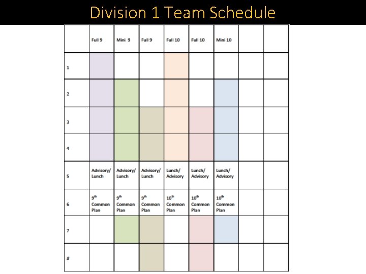 Division 1 Team Schedule Division 1 Team Schedule
