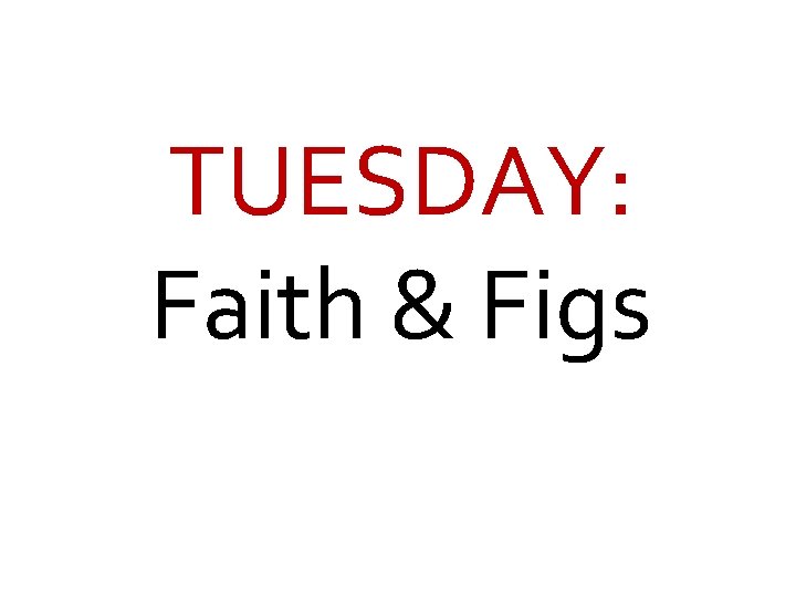 TUESDAY: Faith & Figs 