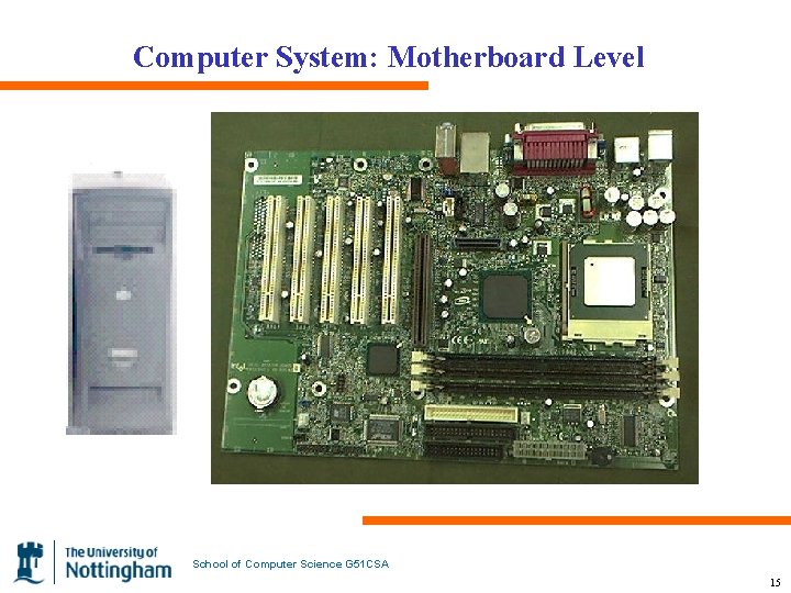 Computer System: Motherboard Level School of Computer Science G 51 CSA 15 