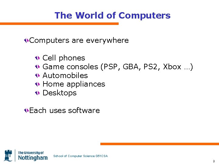The World of Computers are everywhere Cell phones Game consoles (PSP, GBA, PS 2,