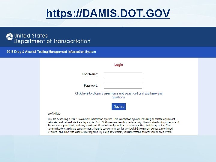https: //DAMIS. DOT. GOV https: //DAMIS. DOT. GOV