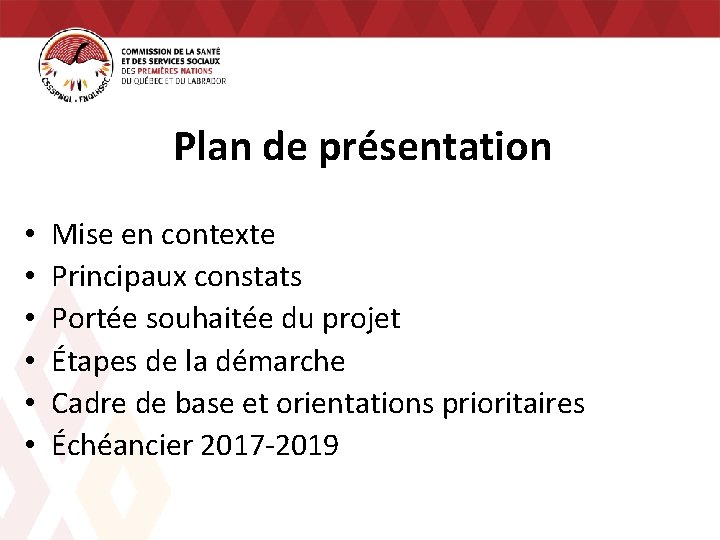 Plan de présentation • • • Mise en contexte Principaux constats Portée souhaitée du