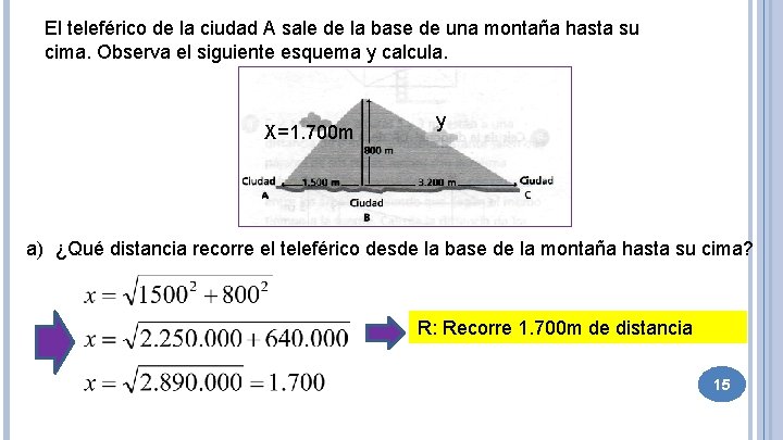 El teleférico de la ciudad A sale de la base de una montaña hasta