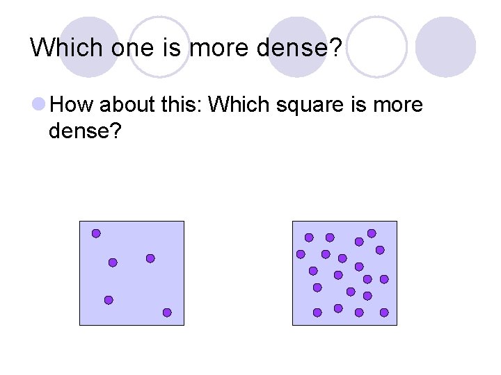 Which one is more dense? l How about this: Which square is more dense?