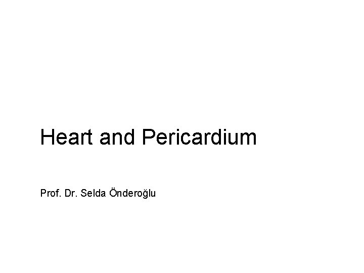 Heart and Pericardium Prof. Dr. Selda Önderoğlu Prof. Dr. H. Selçuk Sürücü 