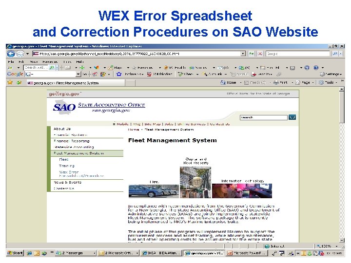 WEX Error Spreadsheet and Correction Procedures on SAO Website 